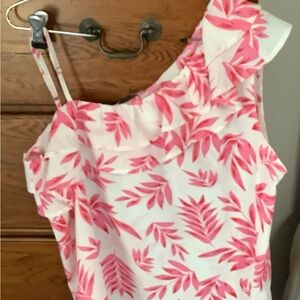 Staccato White Top with Pink Floral Print